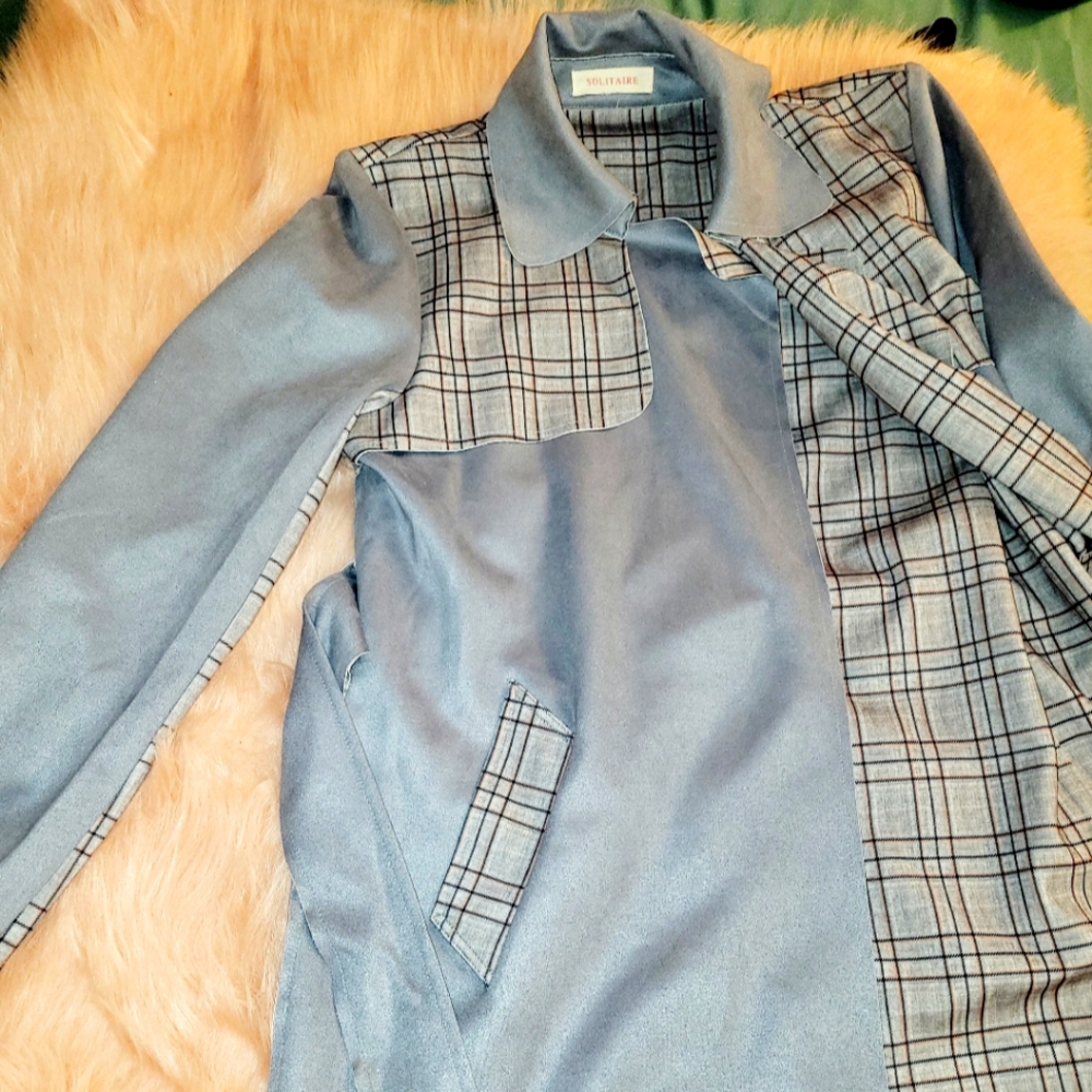 Plain suede pea coat